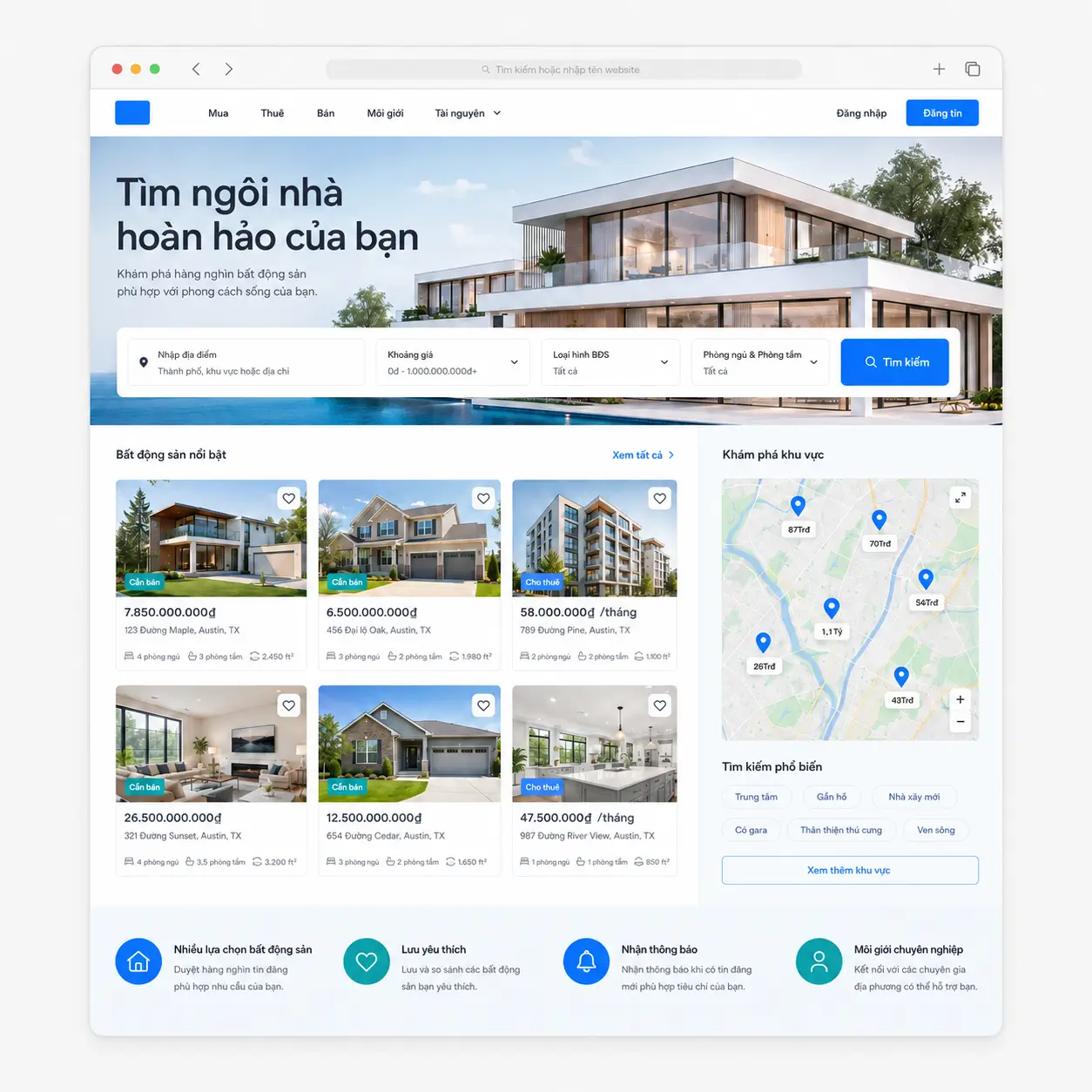 Mẫu website tìm kiếm bất động sản
