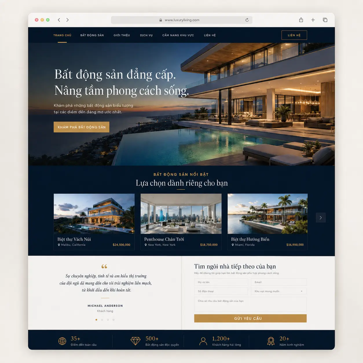Mẫu website bất động sản cao cấp
