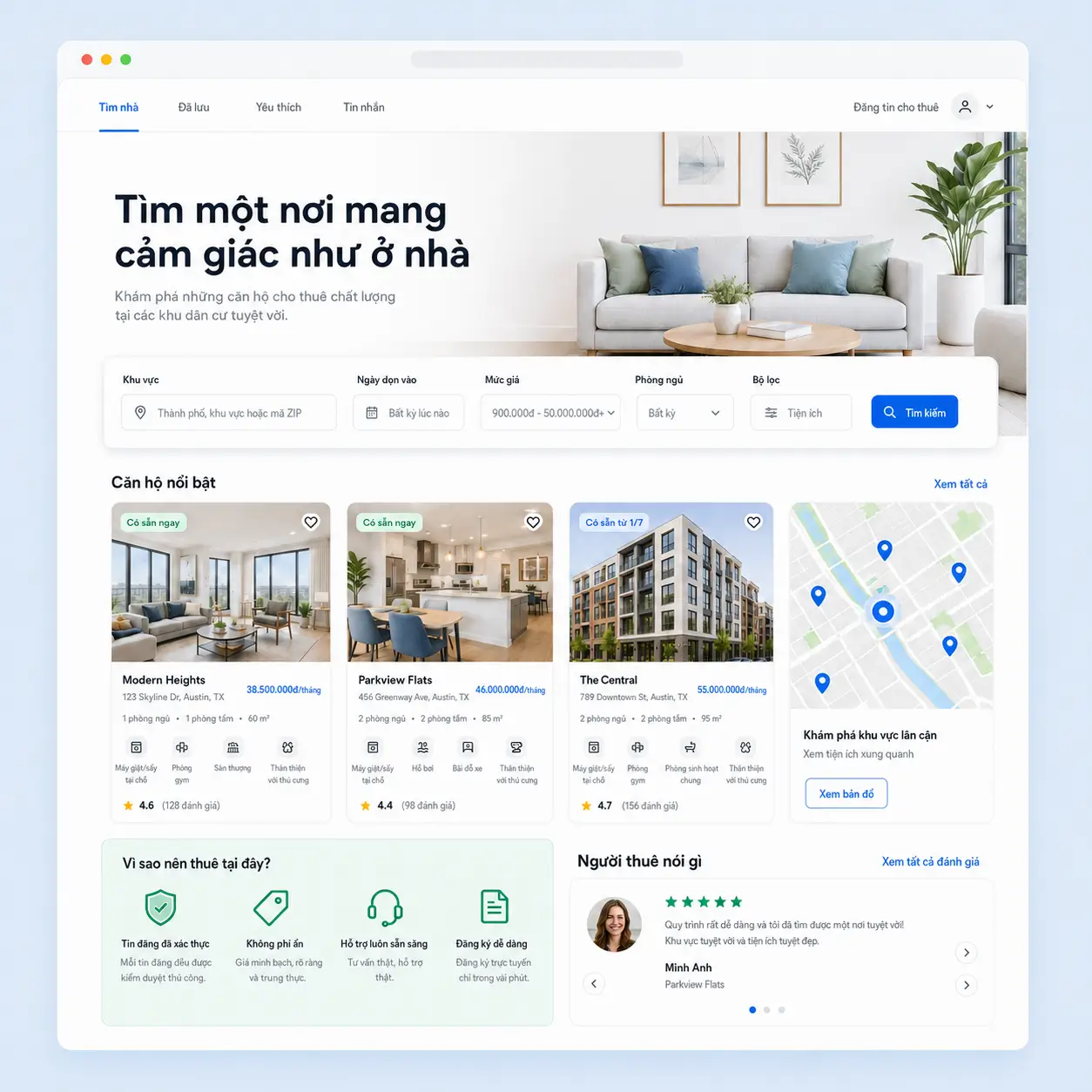 Mẫu website cho thuê căn hộ