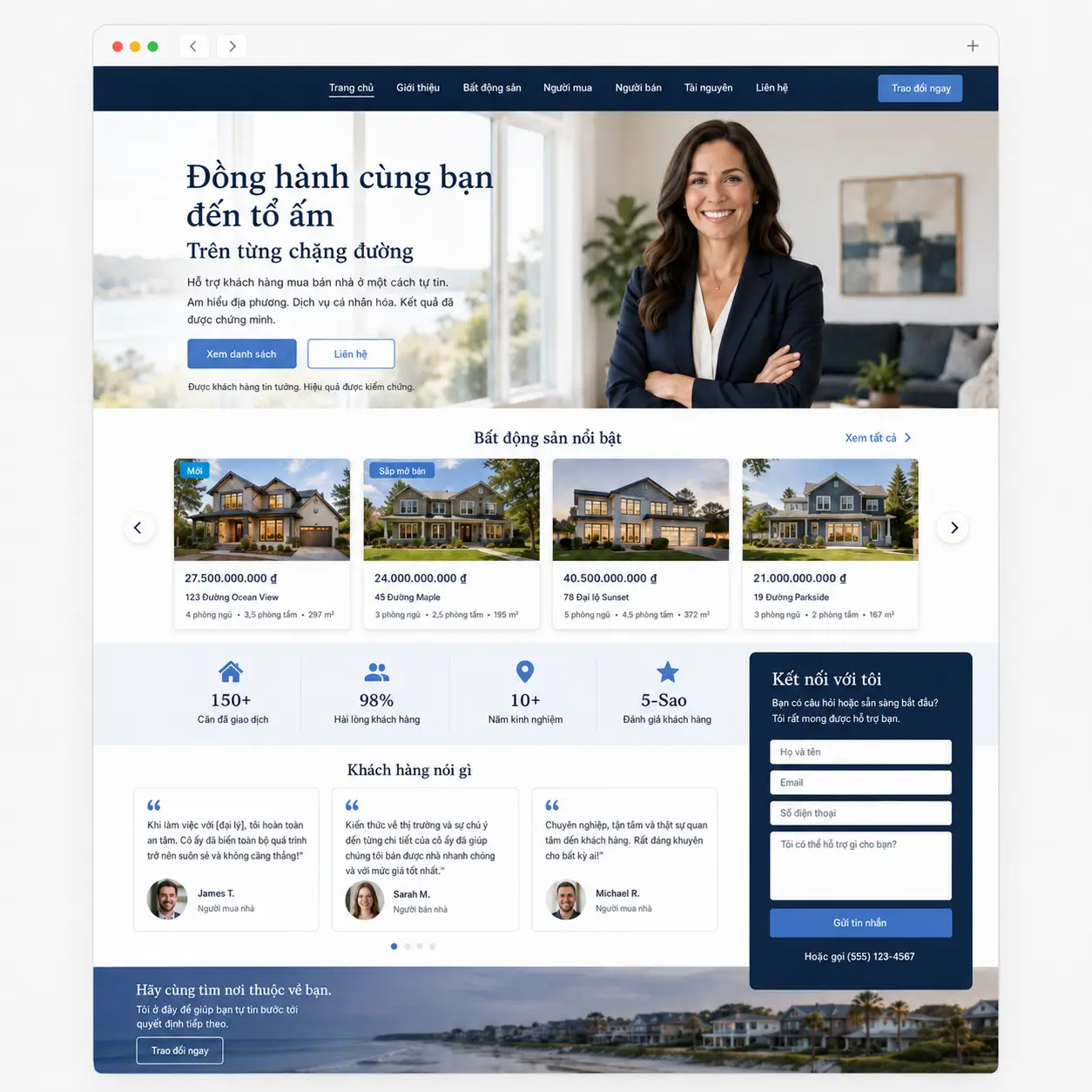 Mẫu website môi giới bất động sản cá nhân
