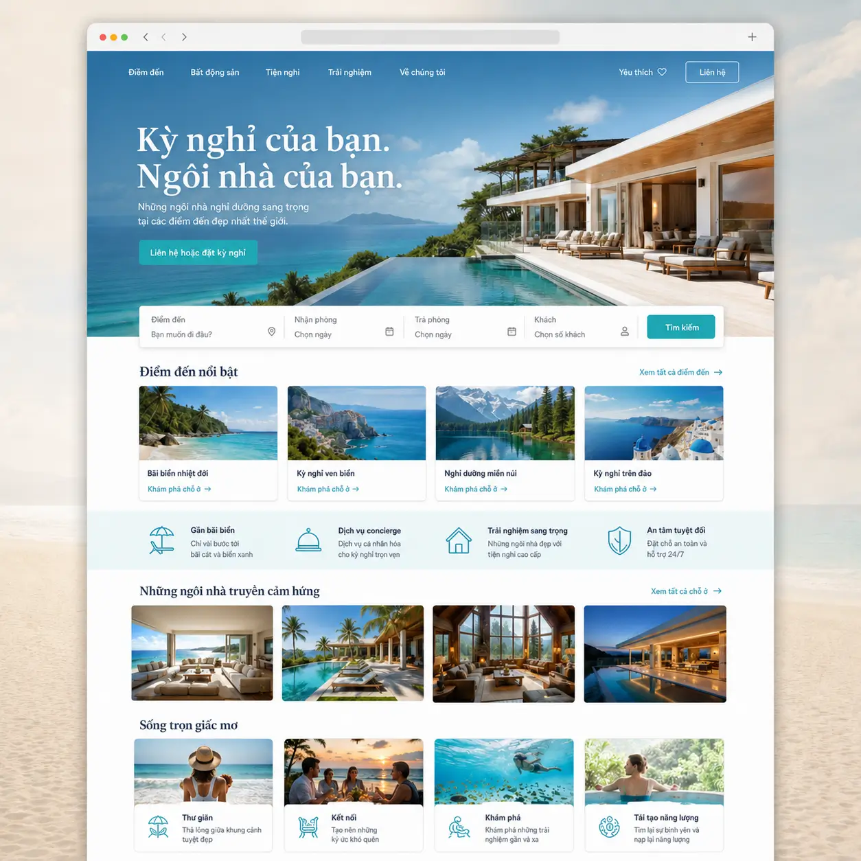 Mẫu website nghỉ dưỡng bất động sản