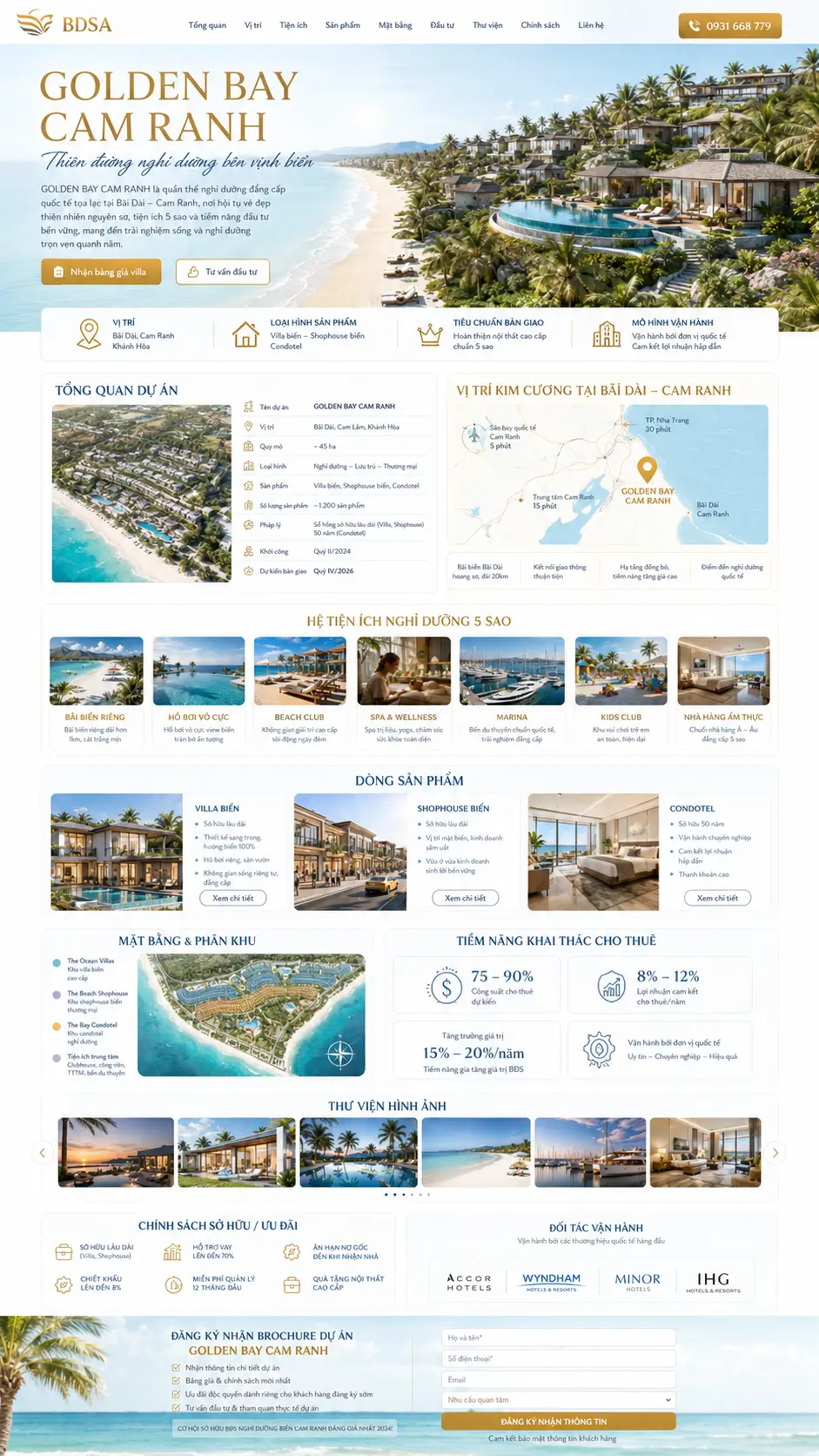 Mẫu Landing Page Golden Bay Cam Ranh do BDSA thiết kế